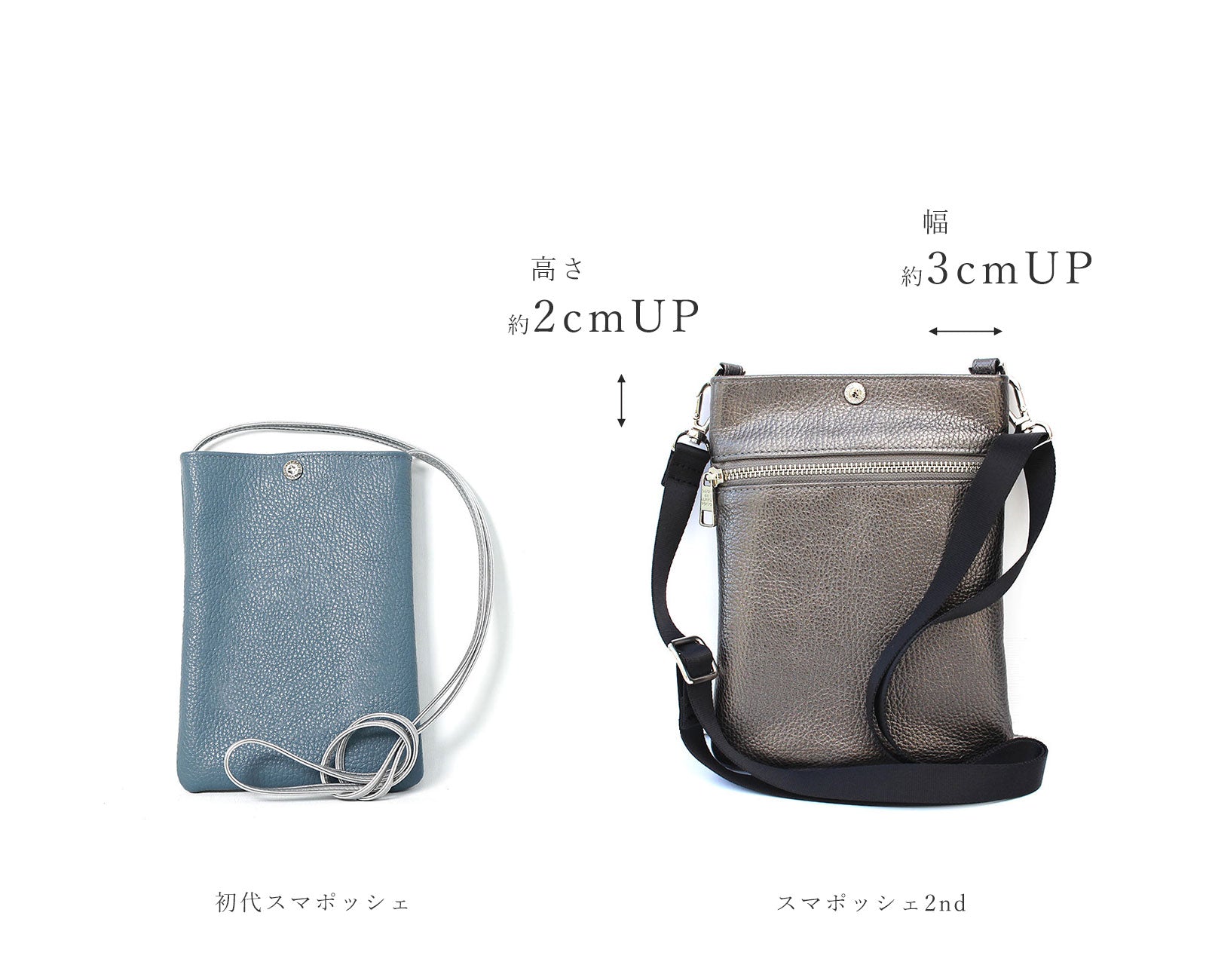 初代スマポッシェとのサイズ皮革