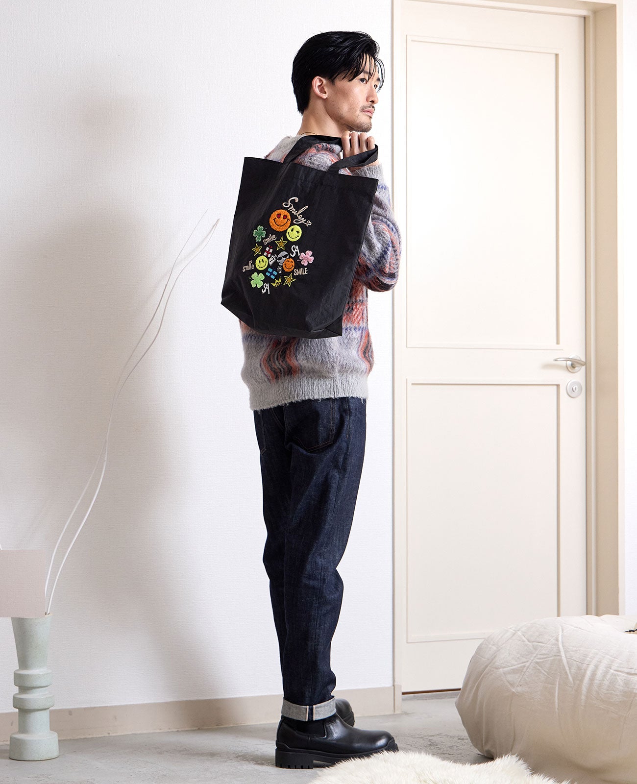 スマイリークローバー刺繍エコバッグ 1807