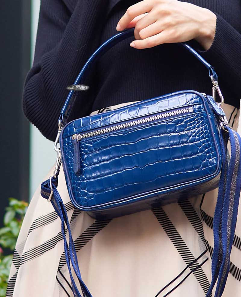 <ショートハンドル付き>スクエアポシェット ボディバッグ イタリアンクロコ型押しVer. 1575-ic-set