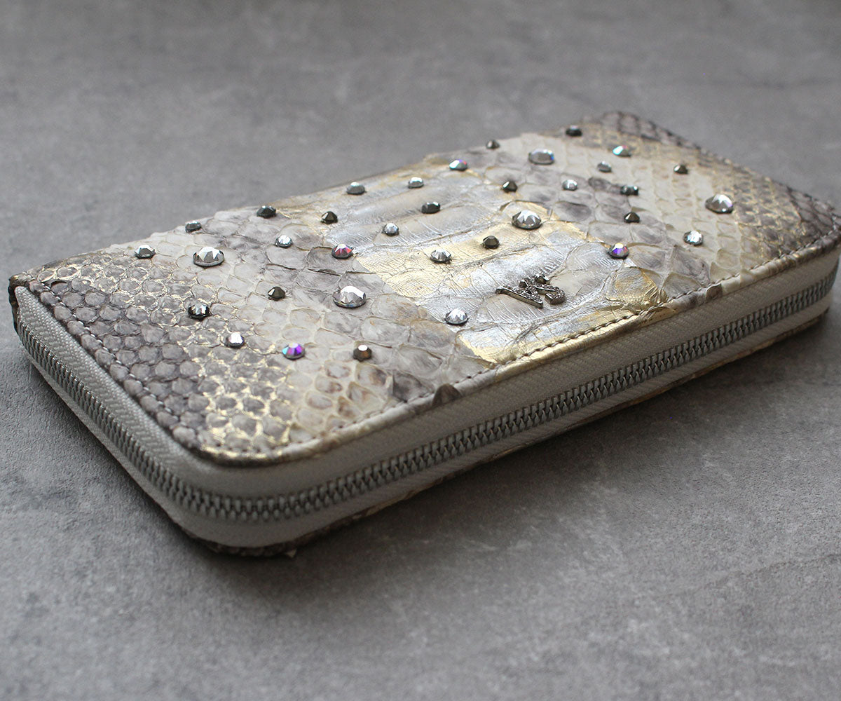 アンジェリーナ長財布 パイソンレザー クリスタル付 SAロゴ 1900-cr