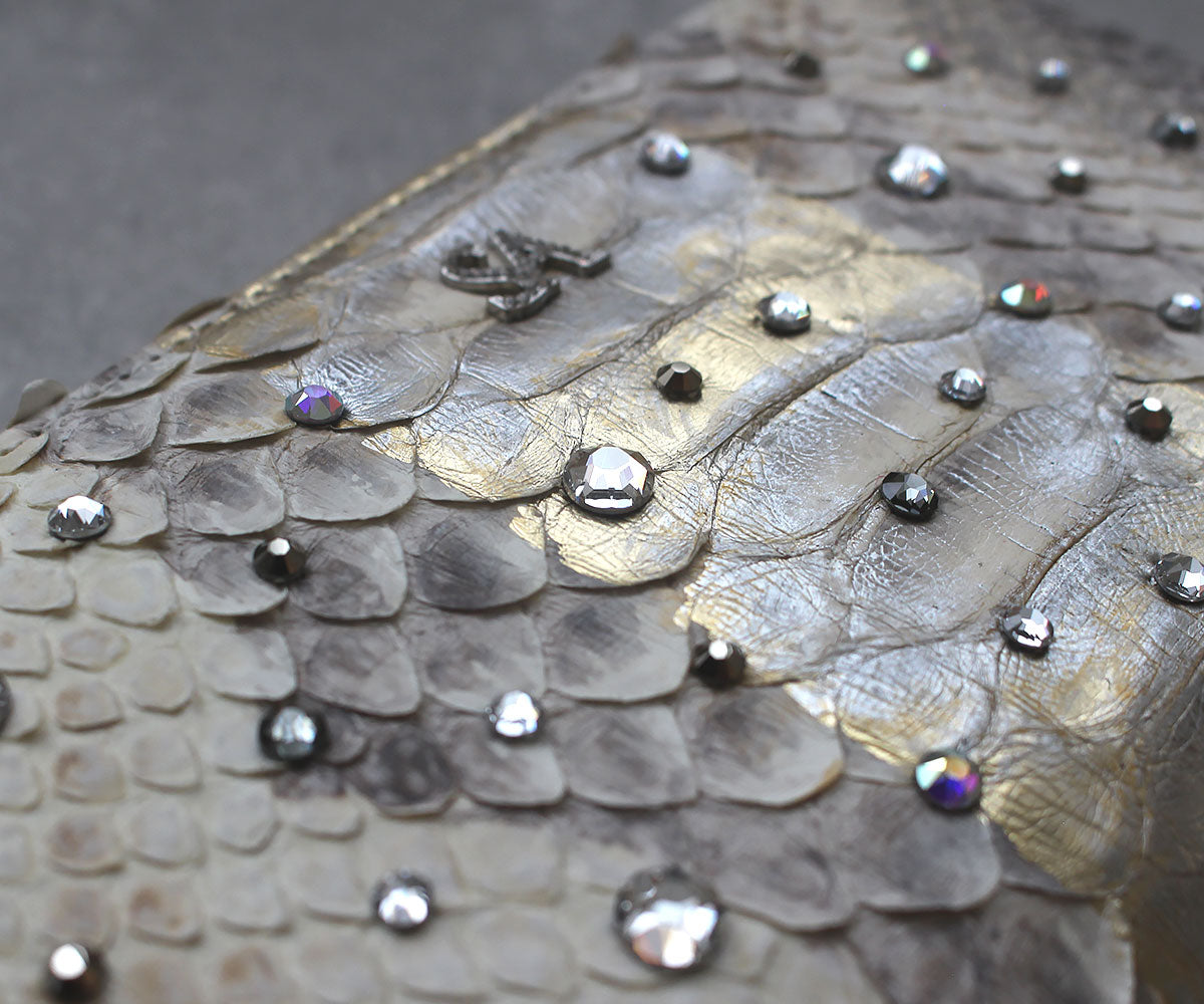 アンジェリーナ長財布 パイソンレザー クリスタル付 SAロゴ 1900-cr