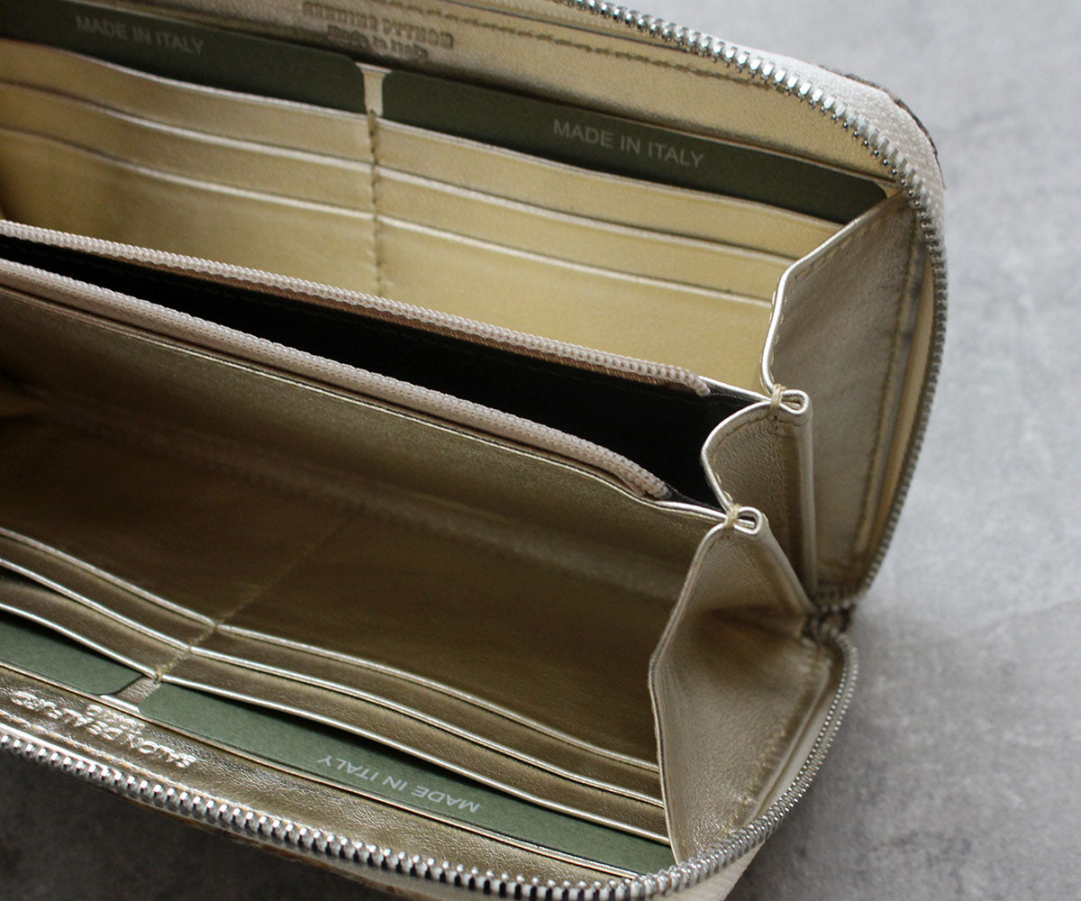 アンジェリーナ長財布 パイソンレザー クリスタル付 SAロゴ 1900-cr