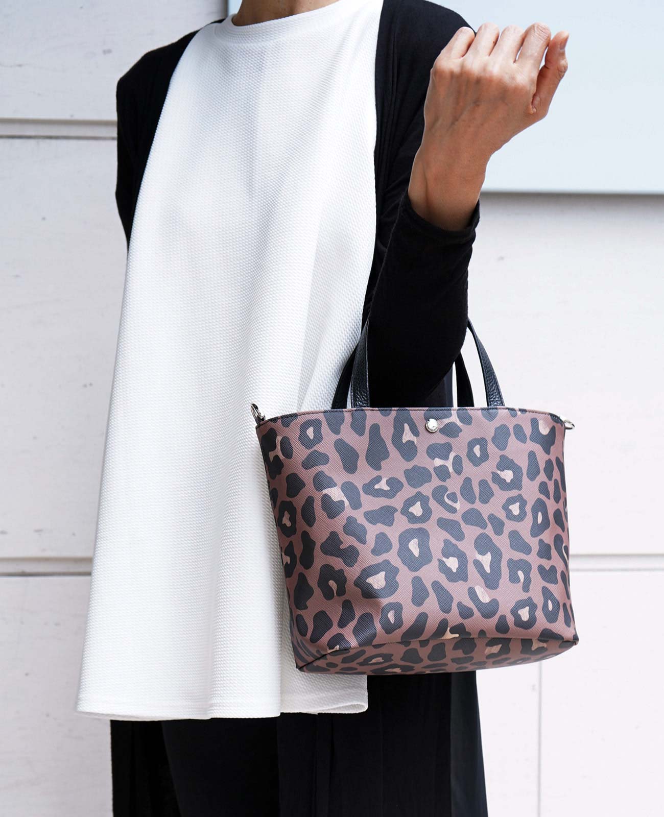 サックドプロムナード レオパード柄 ヴィーガンレザー トートバッグ SSサイズ 1599-leo