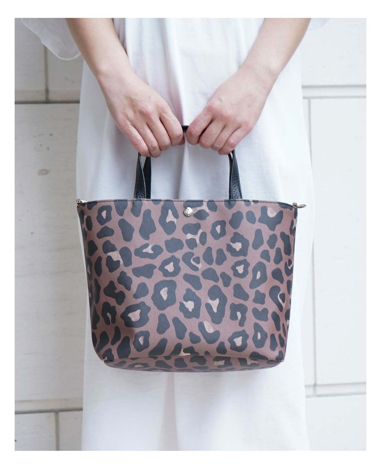 サックドプロムナード レオパード柄 ヴィーガンレザー トートバッグ SSサイズ 1599-leo