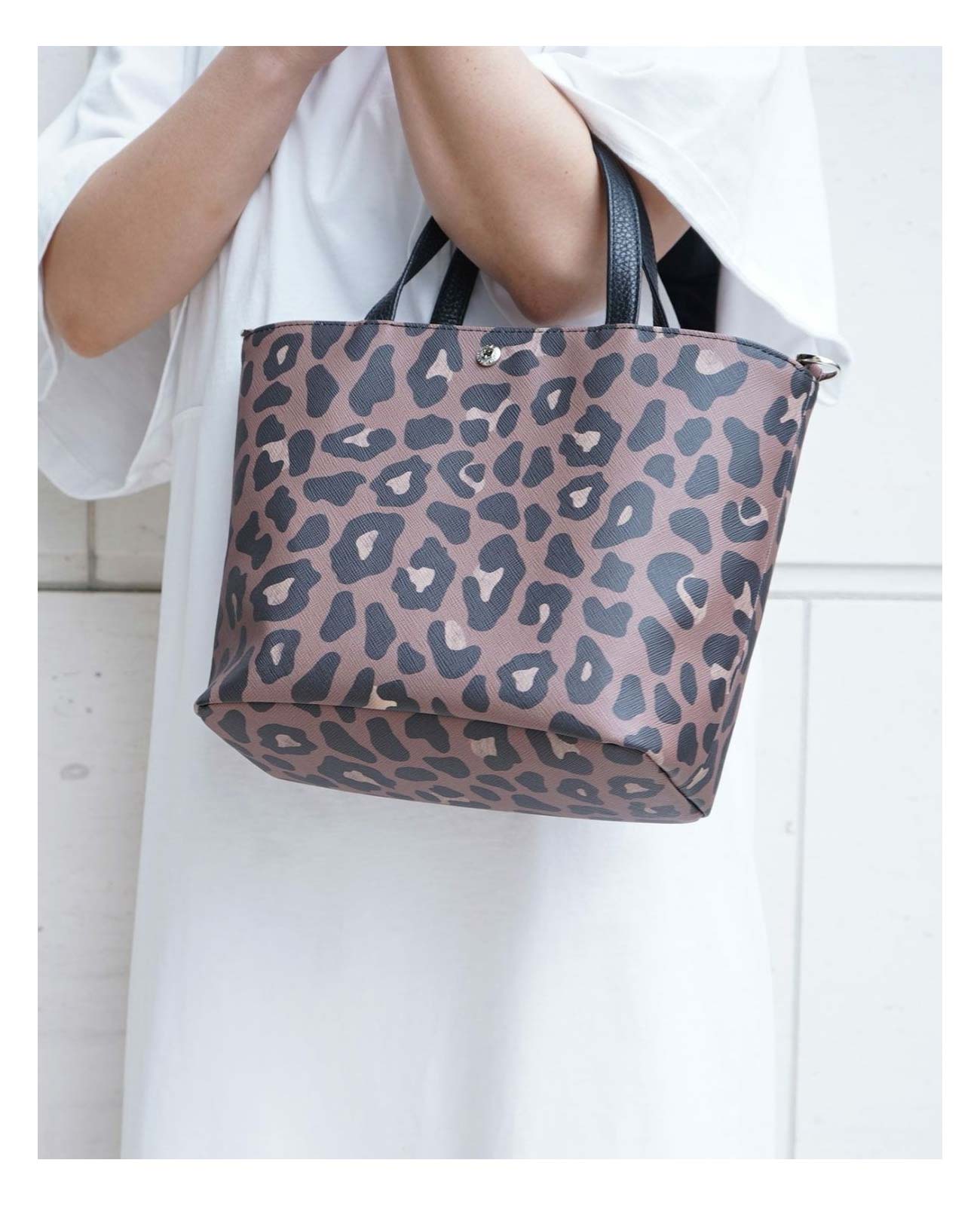 サックドプロムナード レオパード柄 ヴィーガンレザー トートバッグ SSサイズ 1599-leo