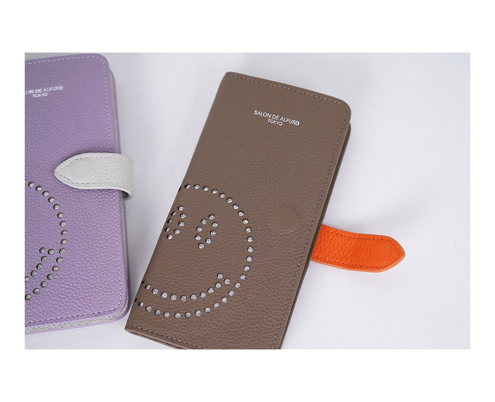 スマイル パンチング 多機種対応 手帳型スマホケース スペインカーフVer. 1665-sc