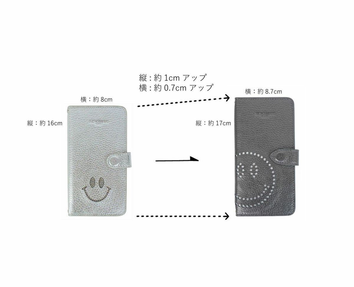 スマイル パンチング 多機種対応 手帳型スマホケース 1665