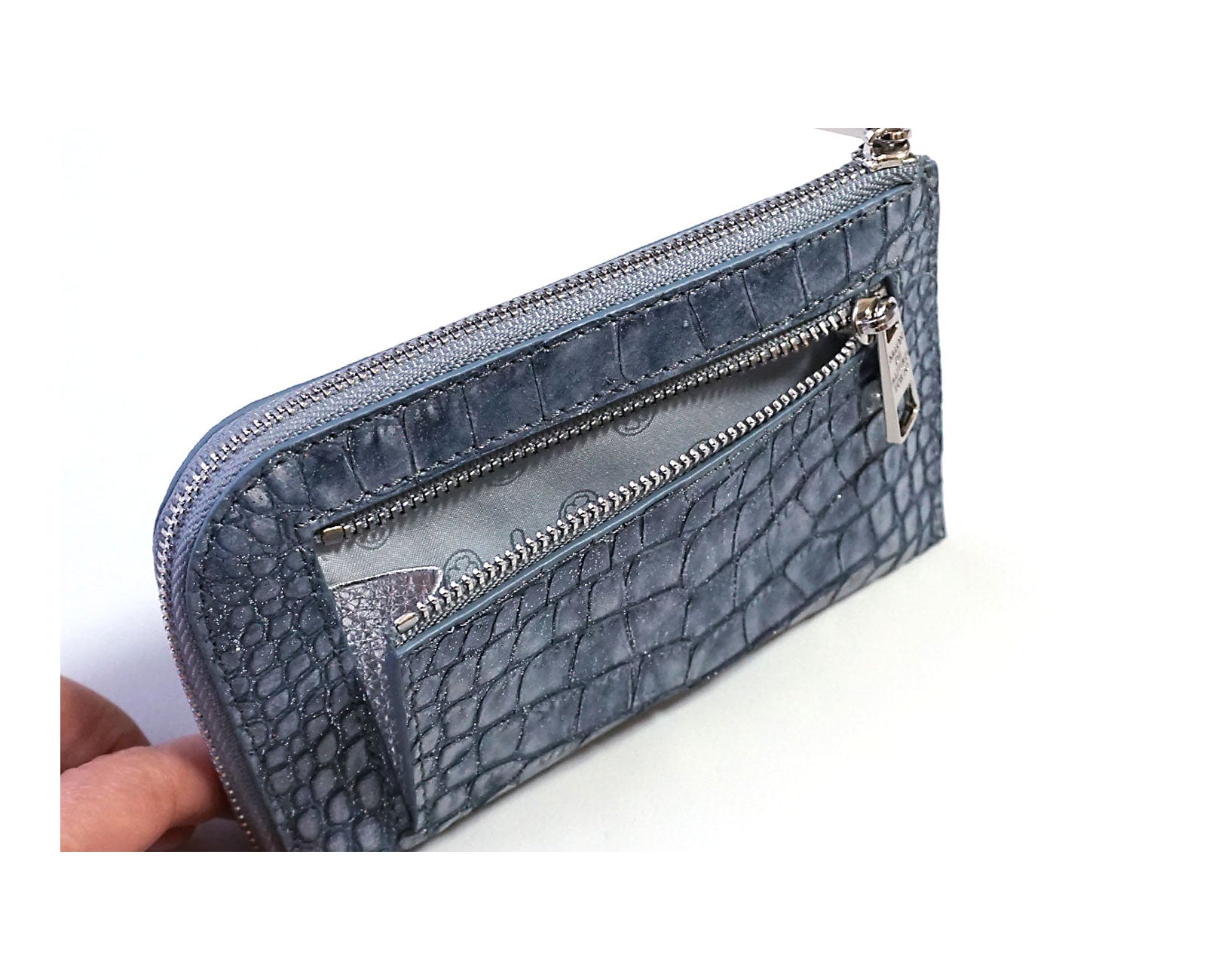 20%OFF  [OUTLET] キャリーL字ミニ財布 グリッタークロコ型押しレザー1571-gli-02