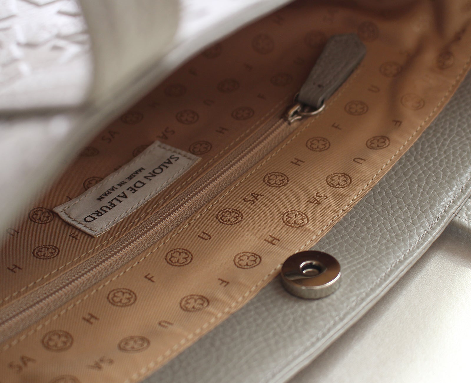 間口はマグネット式ボタンで閉じられます。