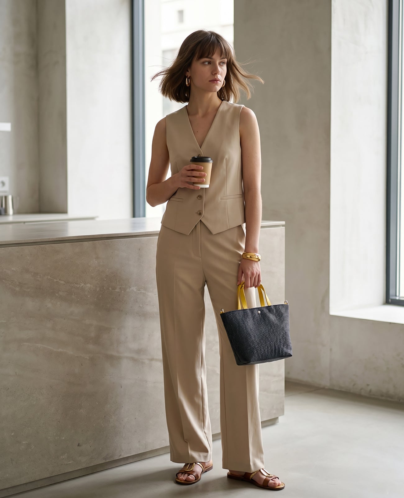 モデル着用カラー：ネイビー×イエロー　※画像はイメージです。