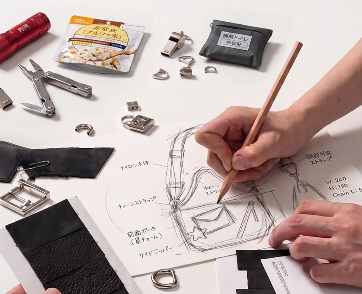 防災のためだけではなく、毎日持ちたくなるバッグだからこそ、備えになる。そんな想いから、「日常」と「もしも」の両方に寄り添うバッグをつくりました。