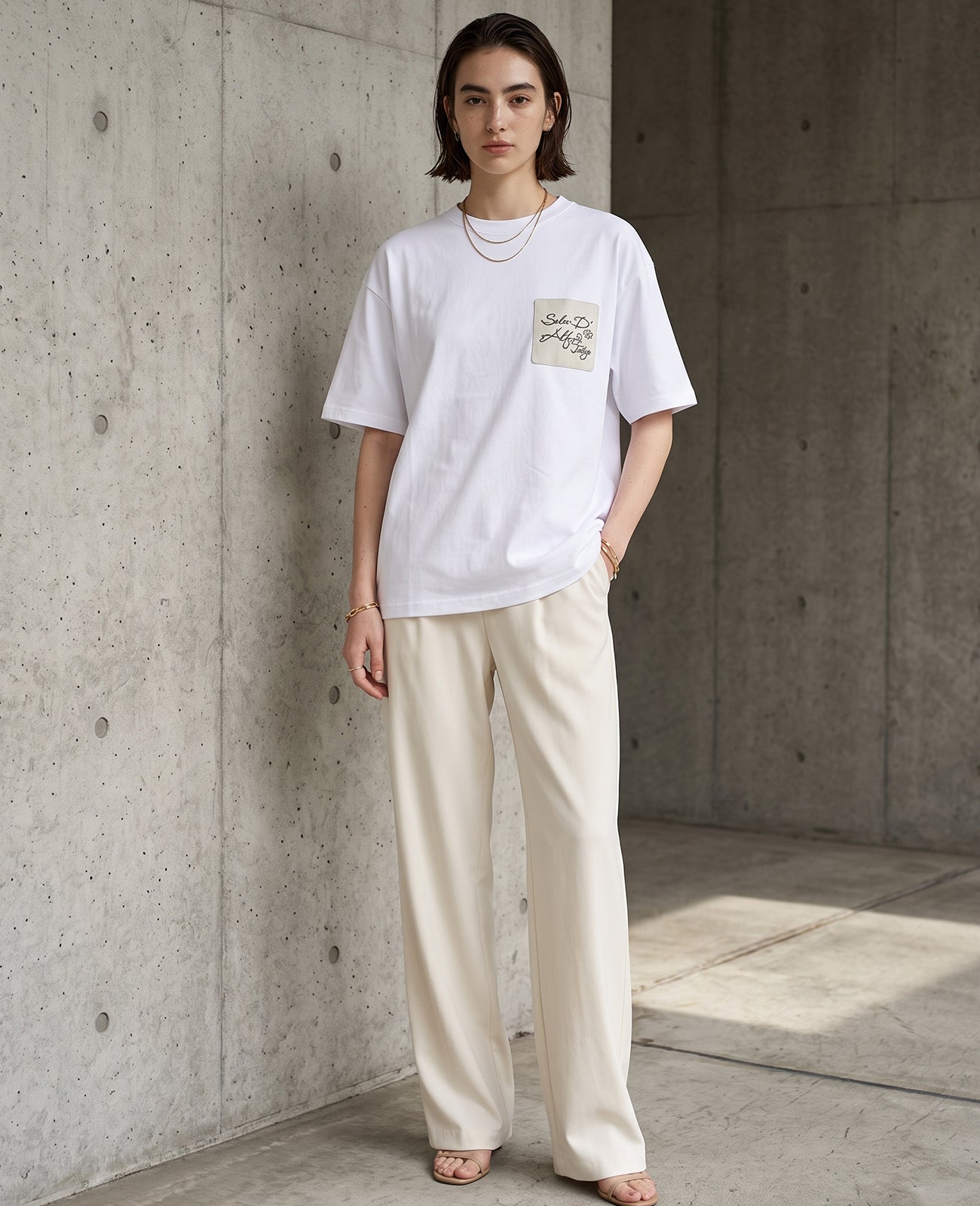 ビッグTシャツ レザーポケット 2058