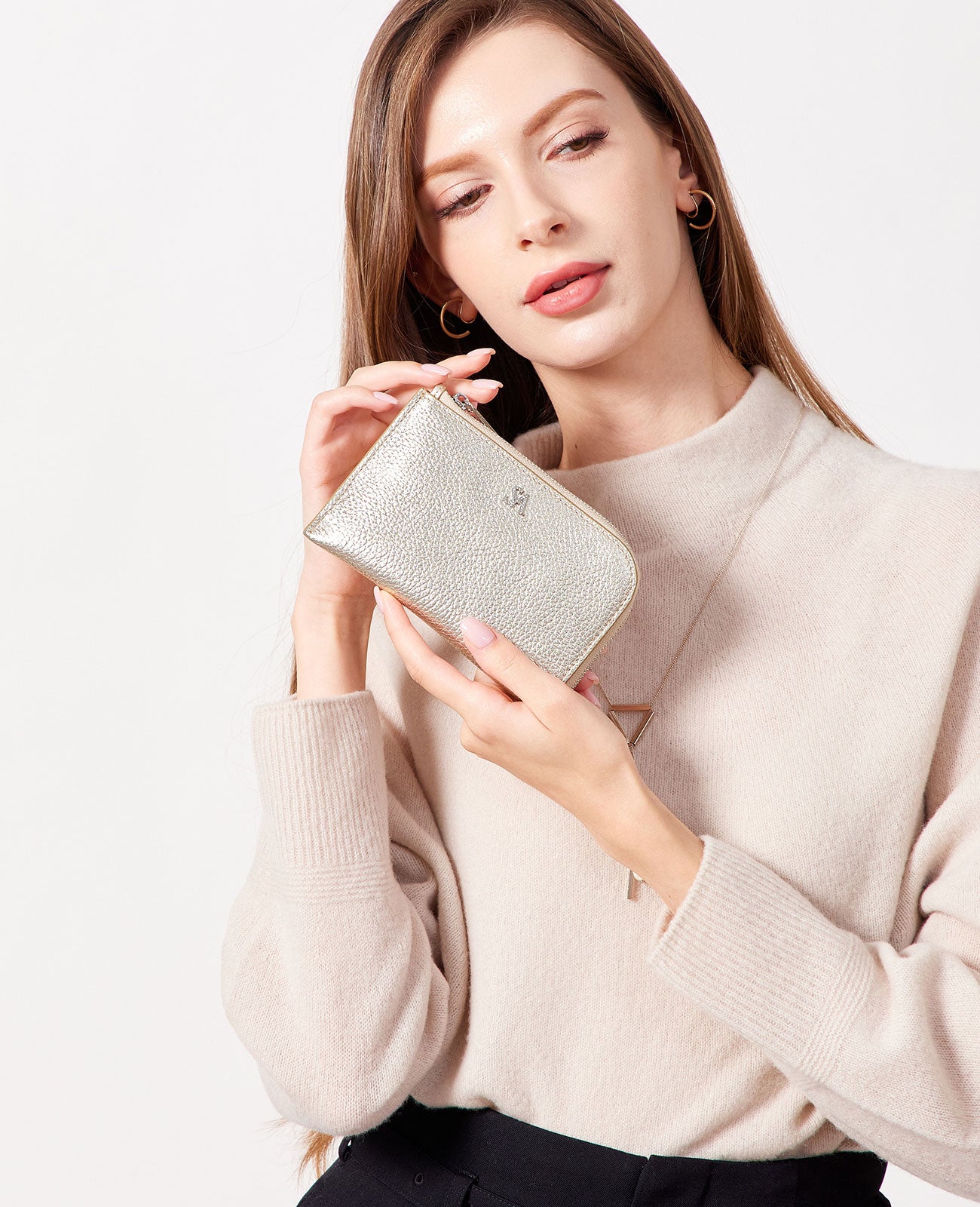 L字ファスナー ミニ財布 SAロゴ入り 1819-sa