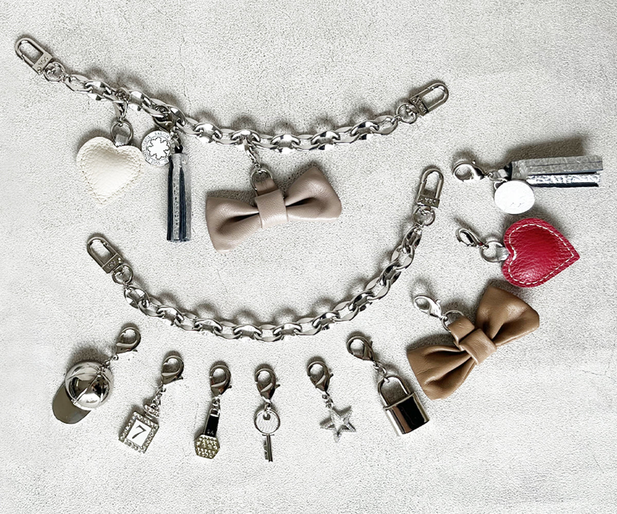 チェーンチャーム リボン&ハート タッセルトッピング 1904