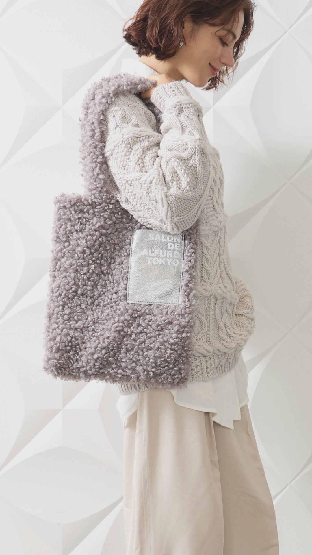 エコファーカルガンラム風 レザーポケット トートバッグ 1945