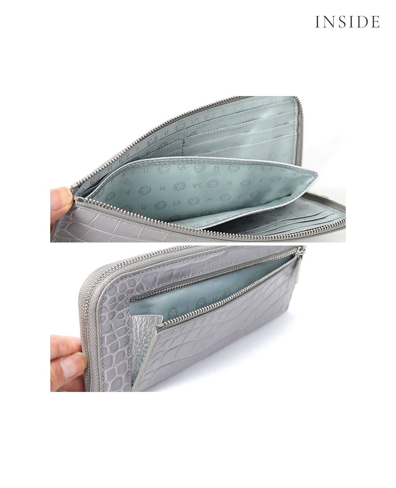 10%OFF [OUTLET]  キャリー L字長財布 イタリアンクロコ型押しレザーVer.1572-02