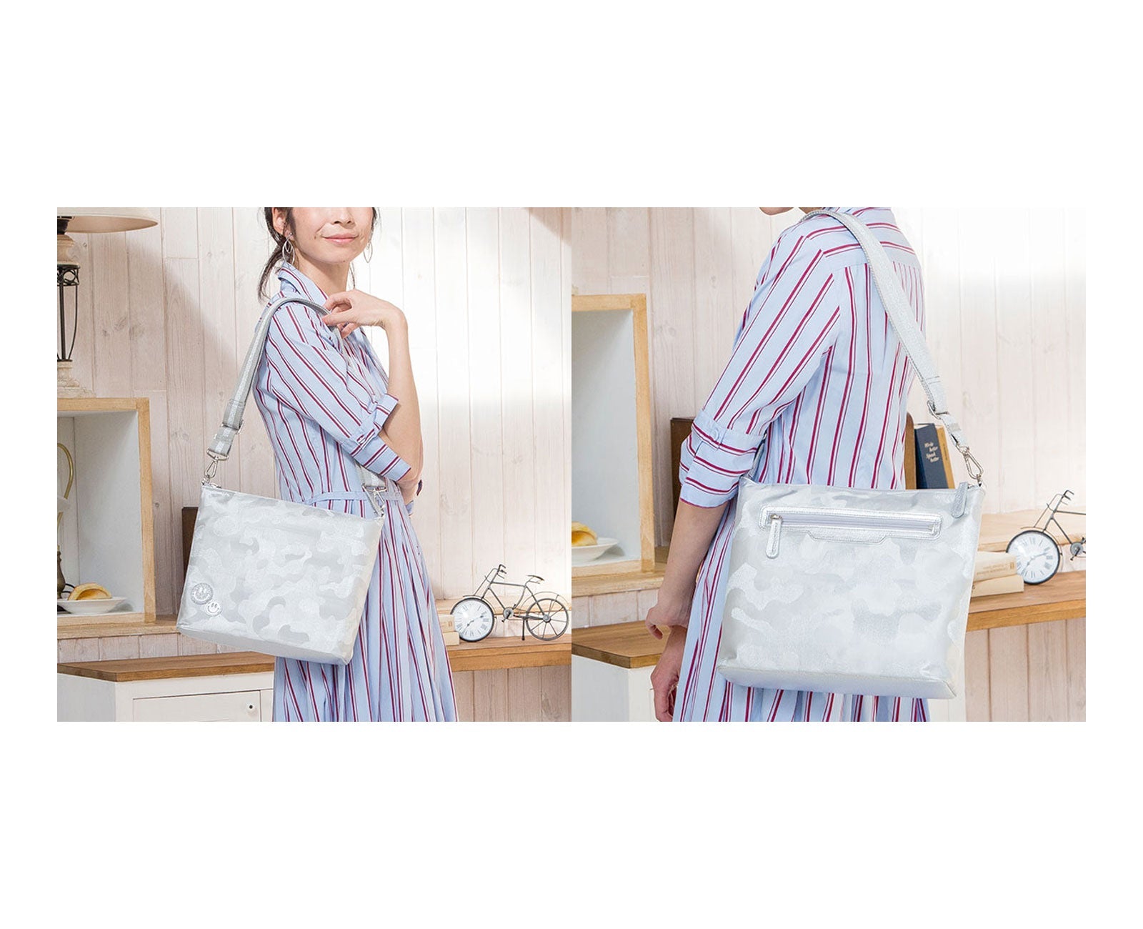 20%OFF [OUTLET]   スマイル グリッター カモフラ ホリゾンタルポシェット Mサイズ1622-02