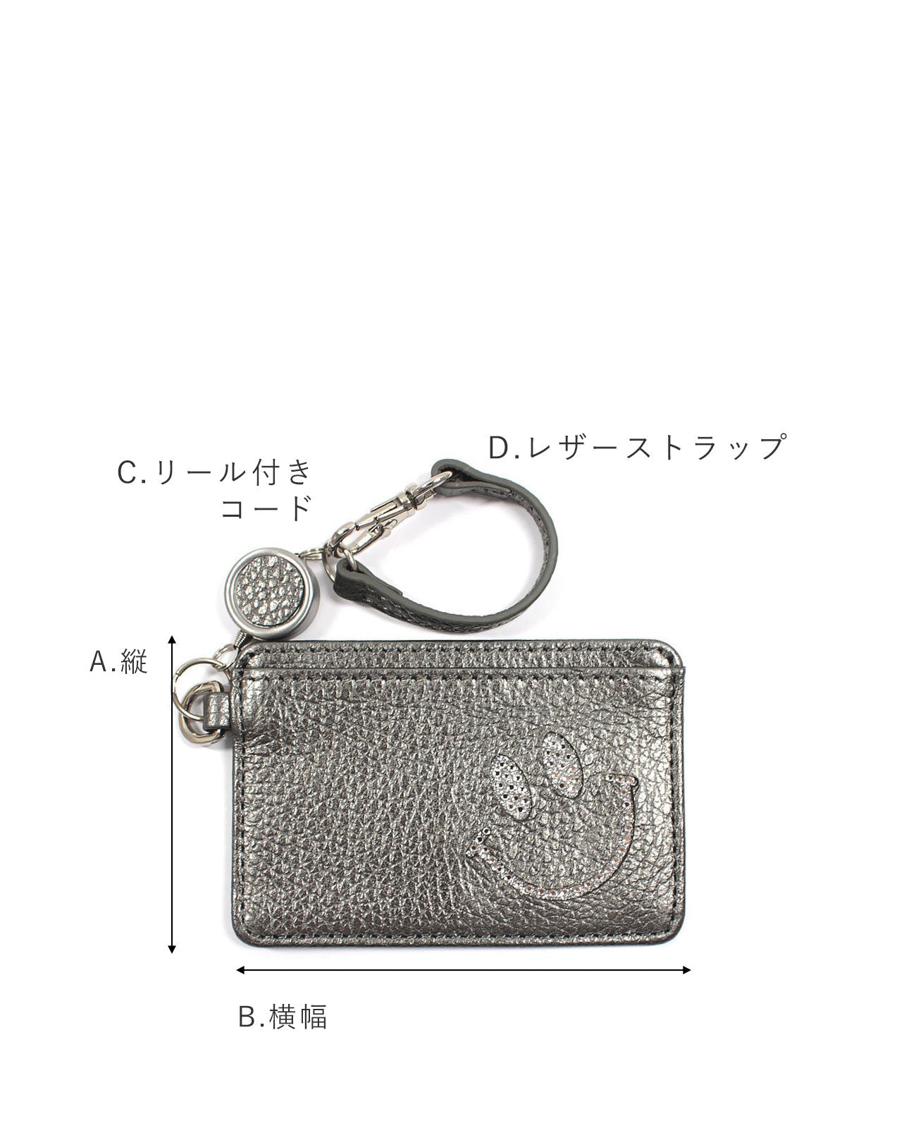 10%off [OUTLET]  スマイル リール付きパスケース 1658-02